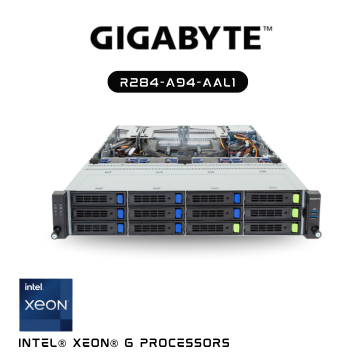 Máy Chủ Gigabyte R284 A94 2U DP 12+2-Bay Gen5 NVMe/SATA/SAS-4 with expander